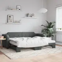 Prolenta Maison Exclusive - Canapé-lit convertible avec matelas, gris foncé, 100 x 200 cm, tissu