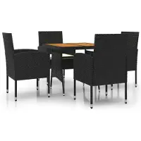 Syfax Ensemble à manger d'extérieur 5 pcs Résine tressée Noir