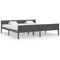 Syfax Cadre de lit sans matelas bois massif de pin gris 200x200 cm