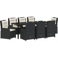 Syfax Ensemble de salle à manger pour jardin 9 pcs Noir polyrotin
