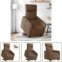 The Living Store Fauteuil relax releveur électrique Marron Tissu