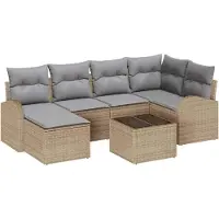 Syfax Ensemble de Canapés 7 pcs Beige et gris clair polyrotin