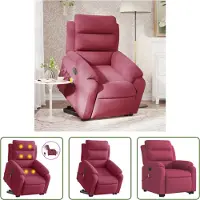 The Living Store Fauteuil de massage releveur électrique vin rouge velours