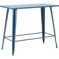 Oviala Table haute de jardin en acier bleu pacific - New York