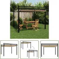 The Living Store Pavillon de jardin avec toit extensible Taupe 3x3 m Aluminium