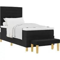 vidaXL Lit boxspring avec tête de lit, noir, 200 x 90 cm, tissu