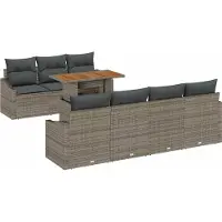 Syfax Ensemble de canapé de jardin 8 pcs Gris Poly rotin