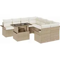 Syfax Ensemble de canapé de jardin 9 pcs Beige Poly rotin