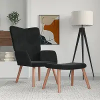 Prolenta Maison Exclusive - Fauteuil de détente avec repose-pieds, velours noir