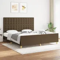 Prolenta Maison Exclusive - Cadre de lit avec tête de lit marron foncé 180 x 200 cm, tissu