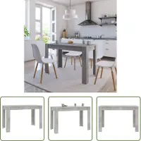 The Living Store Table de salle à manger gris béton 120x60x76 cm Bois composite