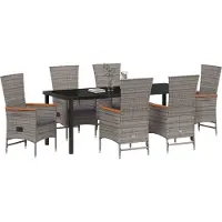Syfax Ensemble de salle à manger pour jardin avec coussin 7 pcs Gris