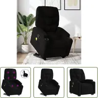 The Living Store Fauteuil de massage avec releveur Noir Tissu