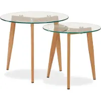 Homestyle4u Table basse ronde Table d'appoint 2 Tables en Verre Guéridon Table de salon Petite table