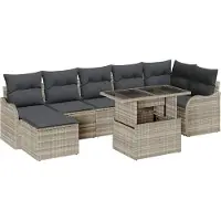 vidaXL Ensemble de canapé de jardin avec coussins 8 pcs gris clair Poly rotin