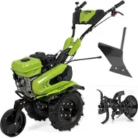 Vito Motoculteur à essence 7CV 212 Cm3 5200W + Jeu de FRAISES + Butteur Idéal Jardin & Maraîchage