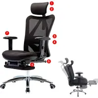 Sihoo chaise de bureau chaise de bureau, ergonomique charge maximale 150kg avec repose-pieds, noir