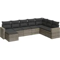 Sonstiges Salon de jardin 8 pcs avec coussins gris résine tressée