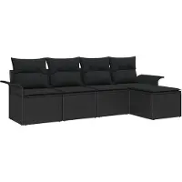 Syfax Ensemble de canapé de jardin avec coussin 5 pcs Noir polyrotin