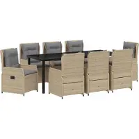 Syfax Ensemble de salle à manger pour jardin 9 pcs polyrotin
