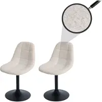Mendler Lot de 2 chaises de salle à manger HWC-A60, chaise de cuisine chaise pivotante, acier MVG tissu/textile bouclé (450g/m²) beige