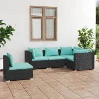 Prolenta Maison Exclusive - Ensemble de salon de jardin 5 pièces avec coussins en rotin synthétique noir