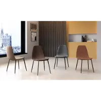 STONES Brigitte Chaise en éco-cuir gris tourterelle 4 pcs