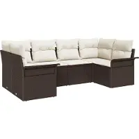 Syfax Ensemble de canapé de jardin 6 pcs Marron Poly rotin