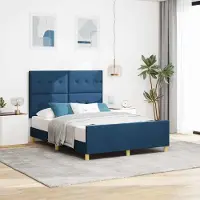 Prolenta Maison Exclusive - Cadre de lit avec tête de lit bleu 140 x 190 cm en tissu