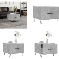 vidaXL Table basse gris béton 50x50x40 cm Bois composite - Table basse - Tables basses - Tables d'appoint