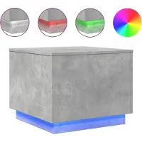 Syfax Table basse avec lumières LED gris béton 50x50x40 cm