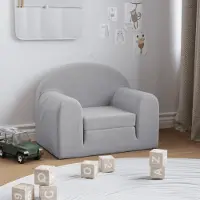 Prolenta Maison Exclusive - Canapé-lit pour enfants, gris clair, en peluche douce
