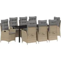 Syfax Ensemble de salle à manger pour jardin 9 pcs Beige polyrotin