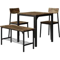 Vicco Ensemble de table à manger Fyrk noir/chêne rustique 70x70cm 4 pièces, Model 53028