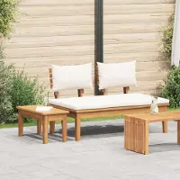 Prolenta Maison Exclusive - Ensemble banc et table pour jardin, 2 pièces. Bois massif teck, couleur crème et marron