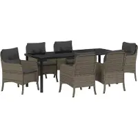 Syfax Ensemble de salle à manger pour jardin 7 pcs Gris polyrotin