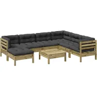 vidaXL Ensemble de 8 canapés de jardin avec coussins en pin imprégné