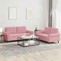 Prolenta Maison Exclusive - Ensemble de canapé 2 pièces avec coussins en velours rose