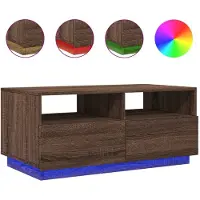 Syfax Table basse avec lumières LED chêne marron 90x49x40 cm