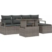 Syfax Ensemble de canapé de jardin 6 pcs Gris Poly rotin
