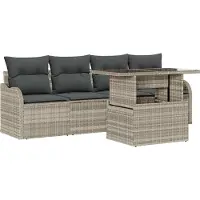 Syfax Ensemble de canapé de jardin 5 pcs Gris clair Poly rotin