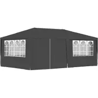 The Living Store Tente de réception professionnelle avec parois latérales 4×6 m Anthracite 90 g/m