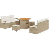 Syfax Ensemble de canapé de jardin 9 pcs Beige Poly rotin