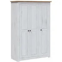 Syfax Garde-robe 3 portes Blanc 118x50x171,5cm Pin Assortiment Panama