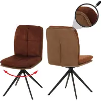 Mendler Lot de 2 chaises de salle à manger HWC-M68, fauteuil de cuisine, pivotant Auto-Position, métal tissu/textile marron