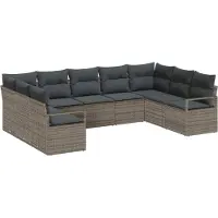 Syfax Ensemble de Canapés avec coussin 9 pcs Gris polyrotin