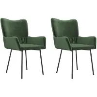 Syfax Chaises à manger lot de 2 Vert foncé Velours