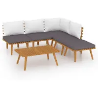 Syfax Salon de jardin 6 pcs avec coussins Bois d'acacia solide