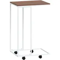 Syfax Table d'appoint avec roues Blanc 40x30x63,5cm Bois d'ingénierie