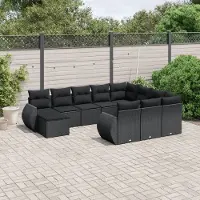 Prolenta Maison Exclusive - Salon de jardin 11 pcs avec coussins noir résine tressée